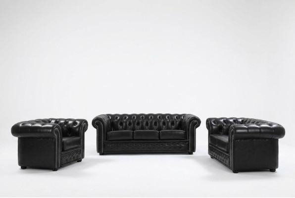 Canapé Chesterfield en cuir ensemble complet de canapés.
