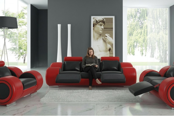 Canapé en cuir, canapé, paysage vivant 3 places, design moderne, canapé 3 places Berlin.