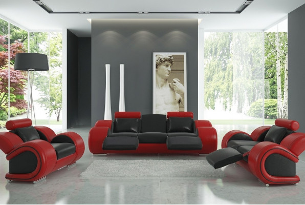 Canapé en cuir, canapé, paysage vivant 3 places, design moderne, canapé 3 places Berlin.