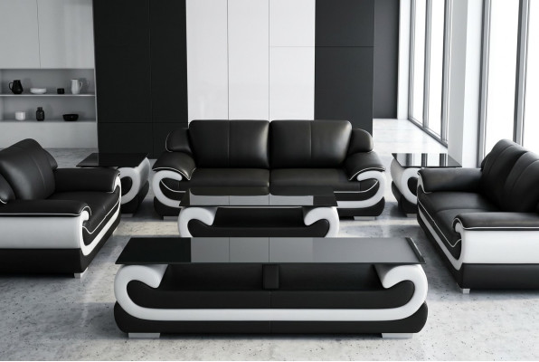 Canapé en cuir Canapé d'angle Salon 3 places Design Moderne Canapé Canapés