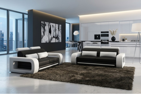 Canapé en cuir Canapé Canapé paysager 3+2 places Design Canapé moderne Ensemble de canapés