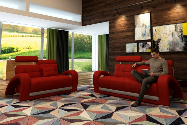 Canapé en cuir Canapé Paysage vivant 3+2 Places Design Canapé Moderne 2232