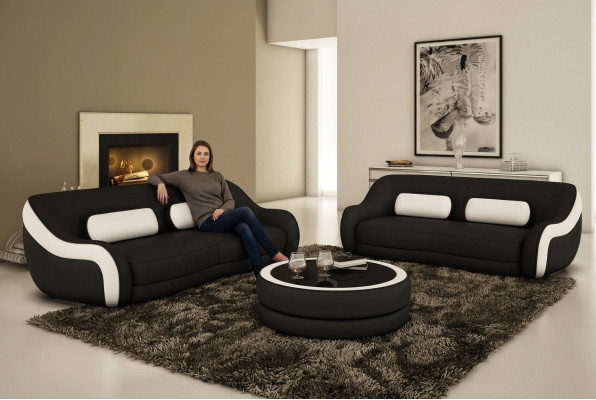 Ensemble de canapés Siège Cuir Design XXL Rembourrage Canapé Set Suite 3+2 Places