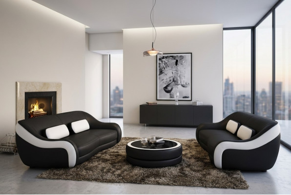 Ensemble de canapés Siège Cuir Design XXL Rembourrage Canapé Set Suite 3+2 Places