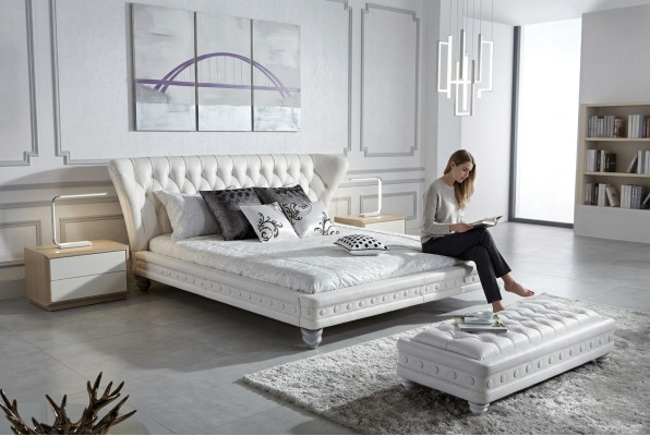 Lit Double Designer Lits En Cuir Chesterfield De Luxe Pour Chambre D'hôtel