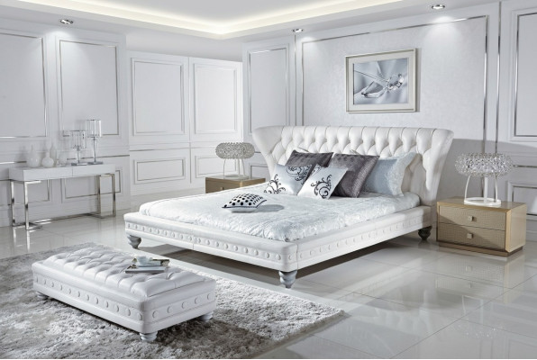 Lit Double Designer Lits En Cuir Chesterfield De Luxe Pour Chambre D'hôtel
