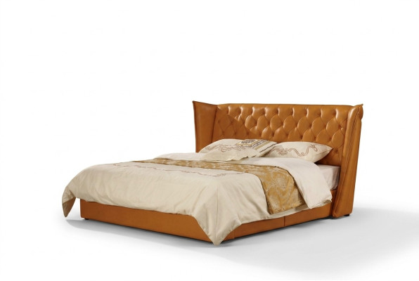 Designer-Liegesofa, Doppelbett, Betten, Ledersofa Chesterfield, Luxuriöses Hotel-Schlafzimmer