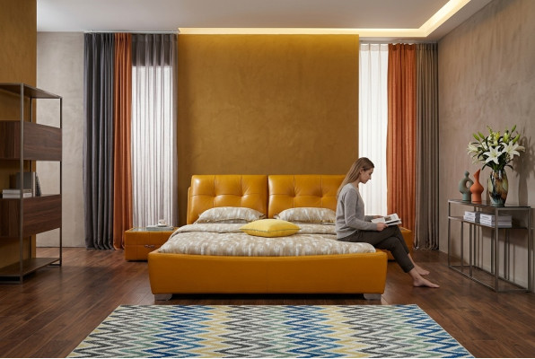 Lit de designer Chambre à coucher Lit double Lits Cuir Hôtel de luxe Rembourrage