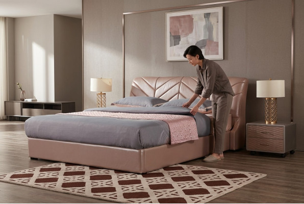 Design de luxe moderne Lit XXL Lits Style Hôtel Double Cuir 140 160