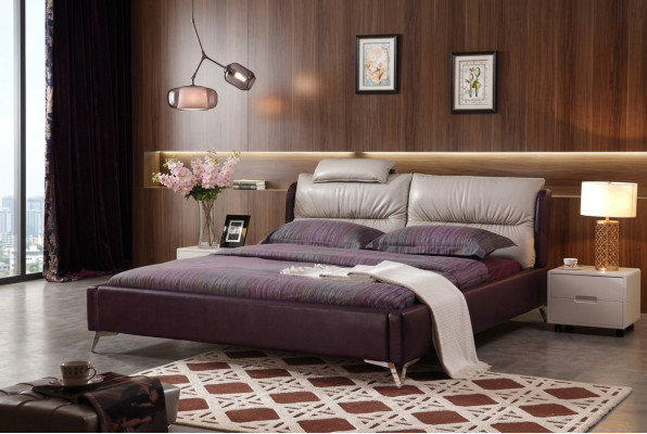 Design de luxe moderne Lit XXL Style de lits décor hôtel double en cuir 140 160