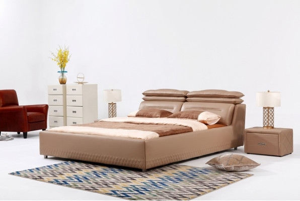 Lit de design moderne XXL Style Lits de luxe d'hôtel Double en cuir 140 160