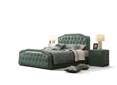 Hôtel design moderne Lit XXL Lits de luxe Chesterfield double en cuir 180x200cm