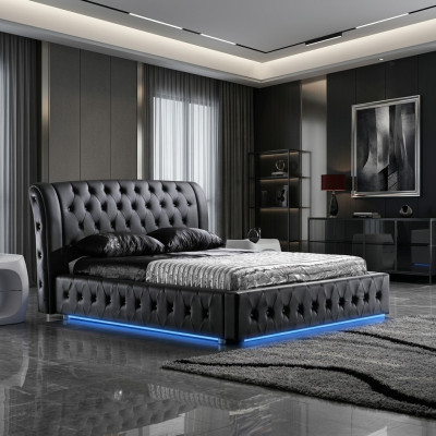 Conception moderne d'hôtel lit Lits XXL de luxe Double lit en cuir Chesterfield