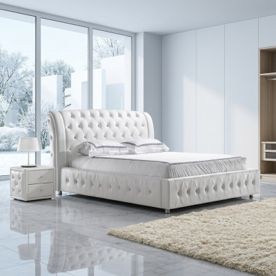 Conception de lit double de luxe en cuir Chesterfield XXL d'hôtel moderne