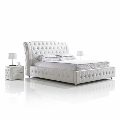 Conception de lit double de luxe en cuir Chesterfield XXL d'hôtel moderne