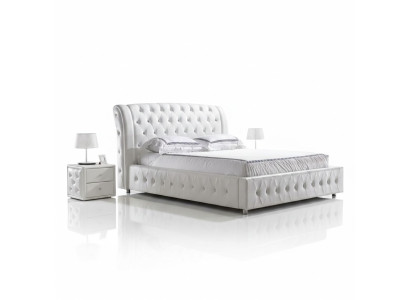 Conception de lit double de luxe en cuir Chesterfield XXL d'hôtel moderne