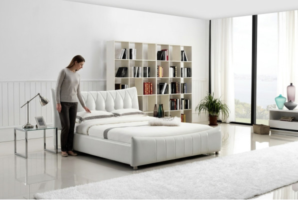 Lit de design moderne Lits XXL Hôtel de luxe Style double Cuir 140 160