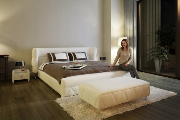 Lit de design moderne Hôtel Lits XXL Style de luxe Double Cuir 140 160 180x200cm