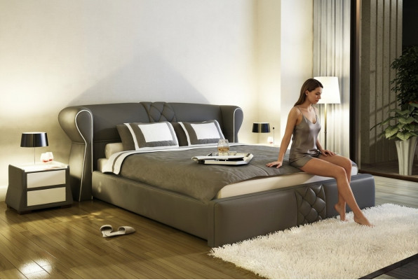 Couchage en cuir Lit Lits Hôtel Classique s Designer Double Mariage Chambre nouvelle