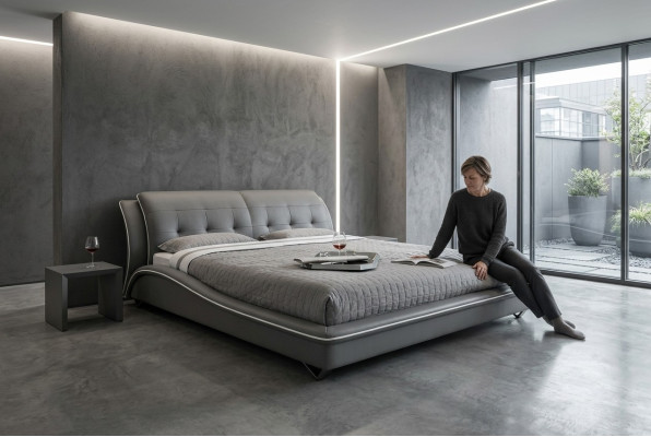 Lit de design moderne Lits XXL Style de luxe Double Hôtel Cuir
