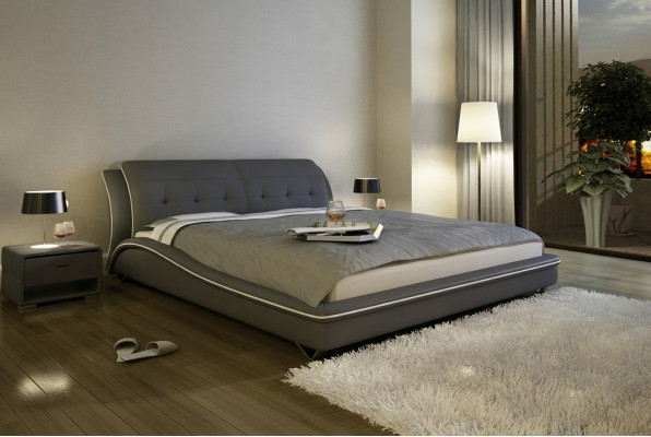 Lit de design moderne Lits XXL Style de luxe Double Hôtel Cuir