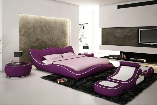 Lit design moderne XXL Lits décoratifs Style de luxe Double Hôtel en cuir