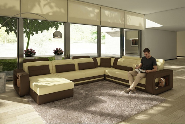 Multifunktionssofa Polsterung XXL Große neue Sofaecke Ledersofas