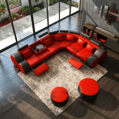 Canapé d'angle en cuir XXL multifonction canapé grand canapé moderne de rembourrage