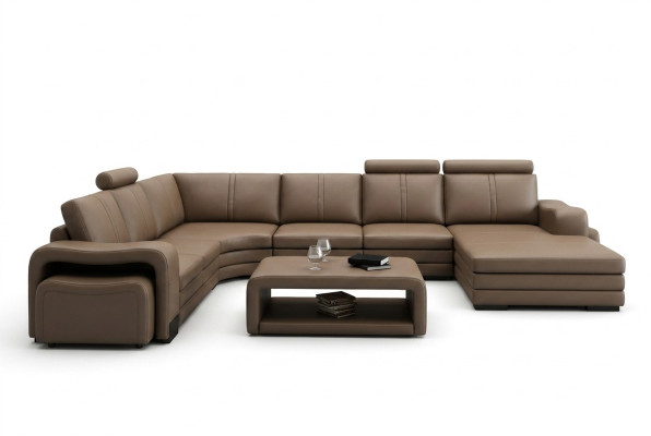 XXL Canapé en cuir multifonction Grand canapé Décoration d'ameublement Canapé d'angle Moderne