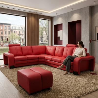 XXL Canapé d'angle multifonction en cuir Canapé Canapé Siège Rembourrage Moderne Grand