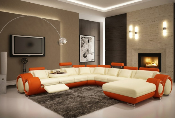 Multifunktionsledercouch Couch Sofa Polster Eckschlafsofa Modernes XXL-Groß