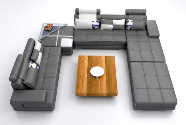 Canapé d'angle XXL en forme de U, design de salon, coins rembourrés