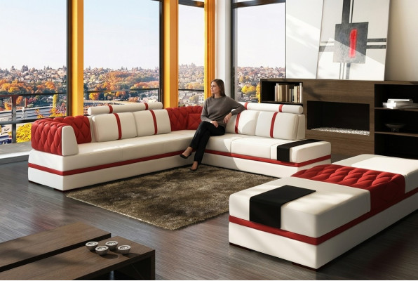 Canapé d'angle rembourré en forme de L xxl Designer living landscape Sofa Rim Couch d'angle
