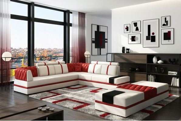 Canapé d'angle rembourré en forme de L xxl Designer living landscape Sofa Rim Couch d'angle