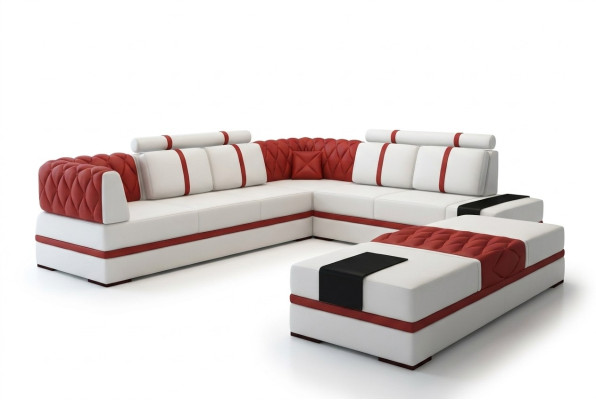Canapé d'angle rembourré en forme de L xxl Designer living landscape Sofa Rim Couch d'angle