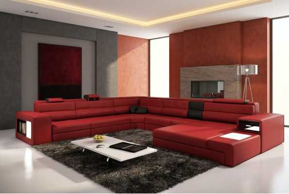 Canapé d'angle rembourré en forme de U de designer XXL - Canapé d'angle de salon en forme de U