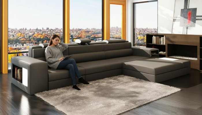 Design XXL Grand Corners Upholstery Corner Sofa Canapé en forme de L en cuir Suite