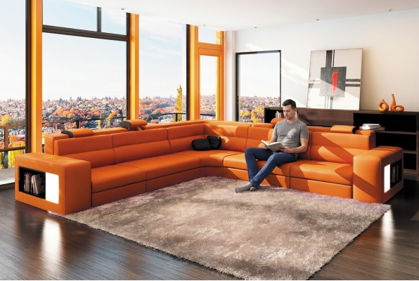 Design XXL Grandes coins Rembourrage Canapé Angle Canapé Canapés Cuir Suite En forme de L