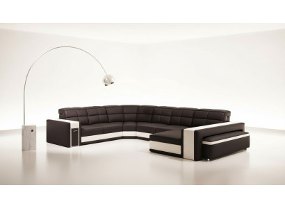Coins de design Grand canapé d'angle rembourré en cuir Canapés Suite XXL