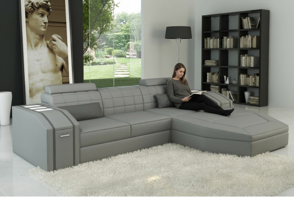 Design Canapé d'angle rembourré en cuir Canapés Suite XXL Paysage vivant