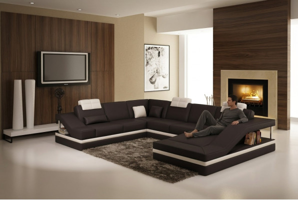 Coins de design Grand Canapé d'angle rembourré Canapé XXL Canapé d'angle en cuir Canapés Décor Suite