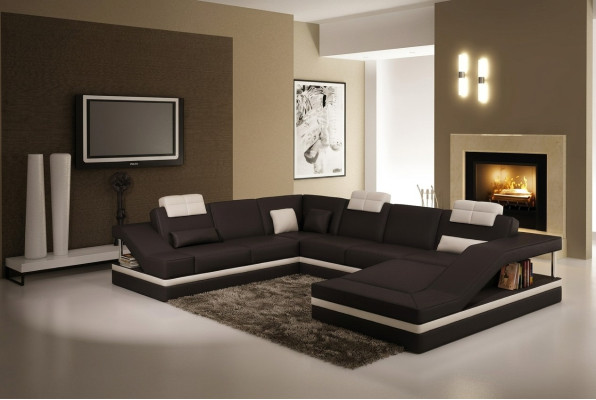 Coins de design Grand Canapé d'angle rembourré Canapé XXL Canapé d'angle en cuir Canapés Décor Suite