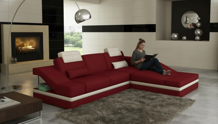 Coins de design Canapé d'angle Rembourrage XXL BigCouch Canapé en cuir Ensemble de canapés