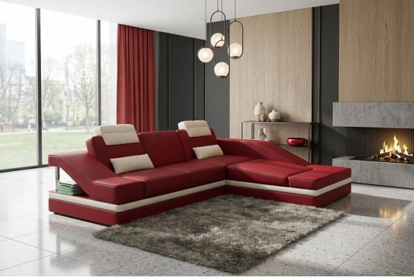Coins de design Canapé d'angle Rembourrage XXL BigCouch Canapé en cuir Ensemble de canapés