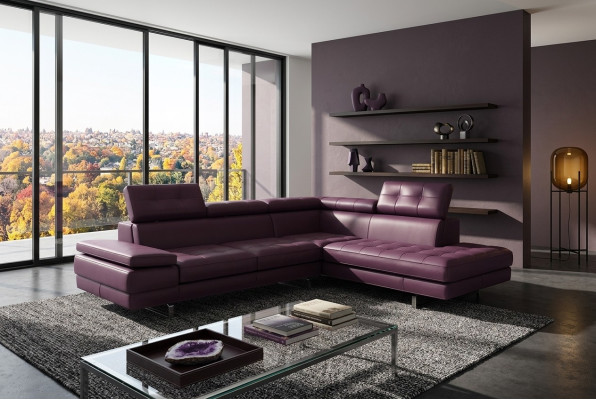 Canapé en cuir Canapé en cuir de la vie Paysage en cuir en forme de L Design Moderne Sofa 5057