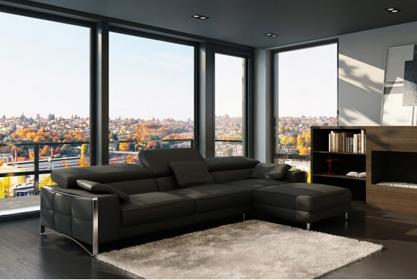 Coins de design XXL Grand canapé d'angle rembourré en cuir Canapés de suite