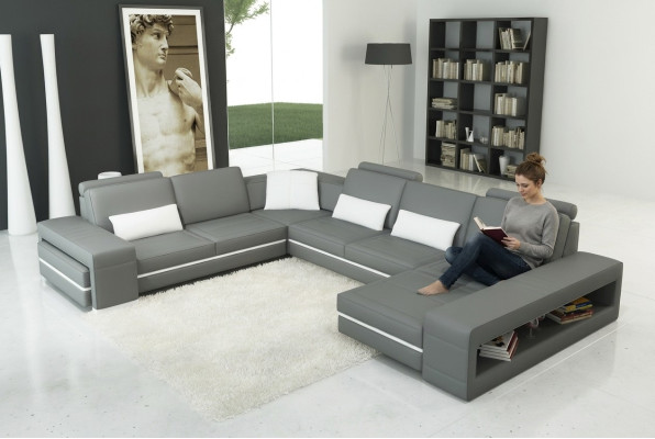 Canapé d'angle en cuir canapé living paysage en forme de U Design Canapé moderne Coin Décor Canapés