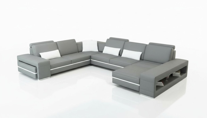 Canapé d'angle en cuir canapé living paysage en forme de U Design Canapé moderne Coin Décor Canapés