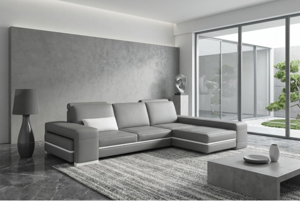 Canapé en cuir Canapé d'angle Salon en forme de L Design Moderne Décoration d'angle Sofas