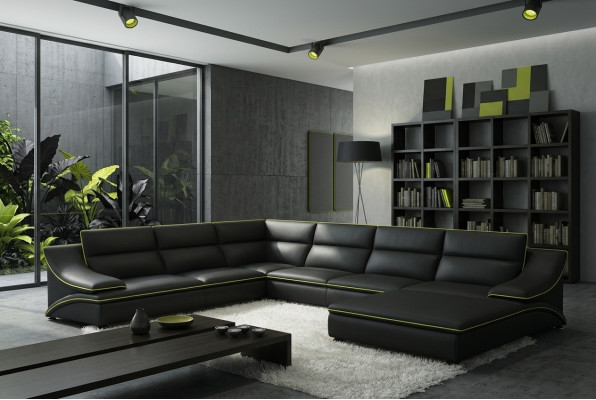 Design XXL Gros Coins Canapé d'angle Rembourré Canapé en Cuir Canapés Suite